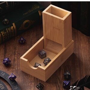 Wooden Dice Tower & Tray - Bamboo Finish set of dice dungeons and dragons